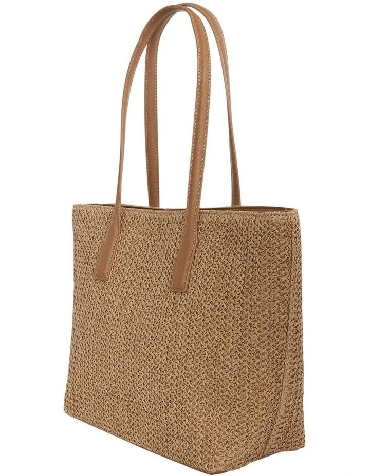 Joanna Tote Bag in Neutral Raffia image 2
