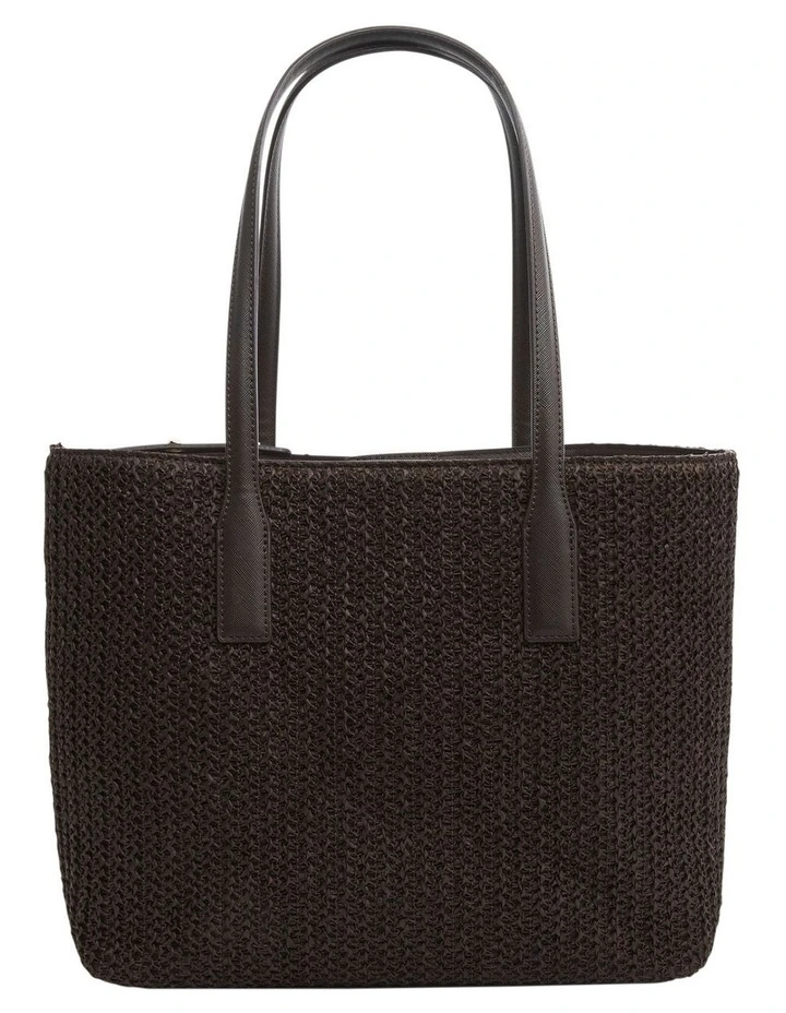 Joanna Tote Bag in Chocolate Raffia image 1
