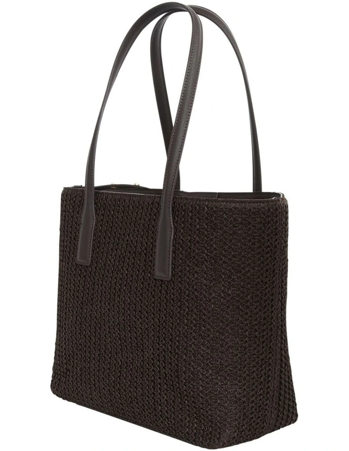 Joanna Tote Bag in Chocolate Raffia image 2