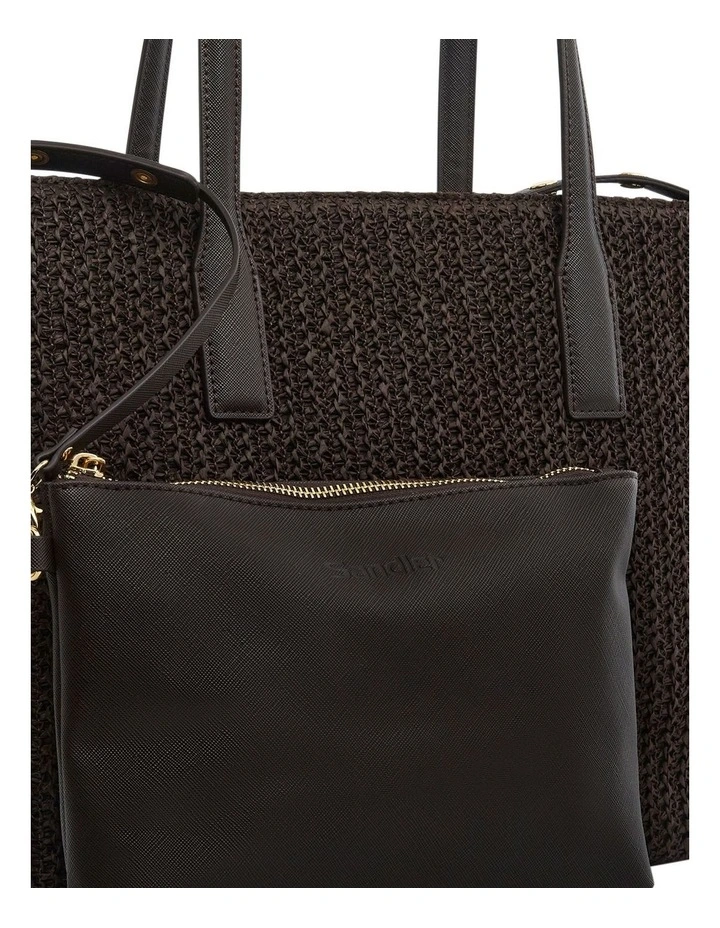 Joanna Tote Bag in Chocolate Raffia image 3