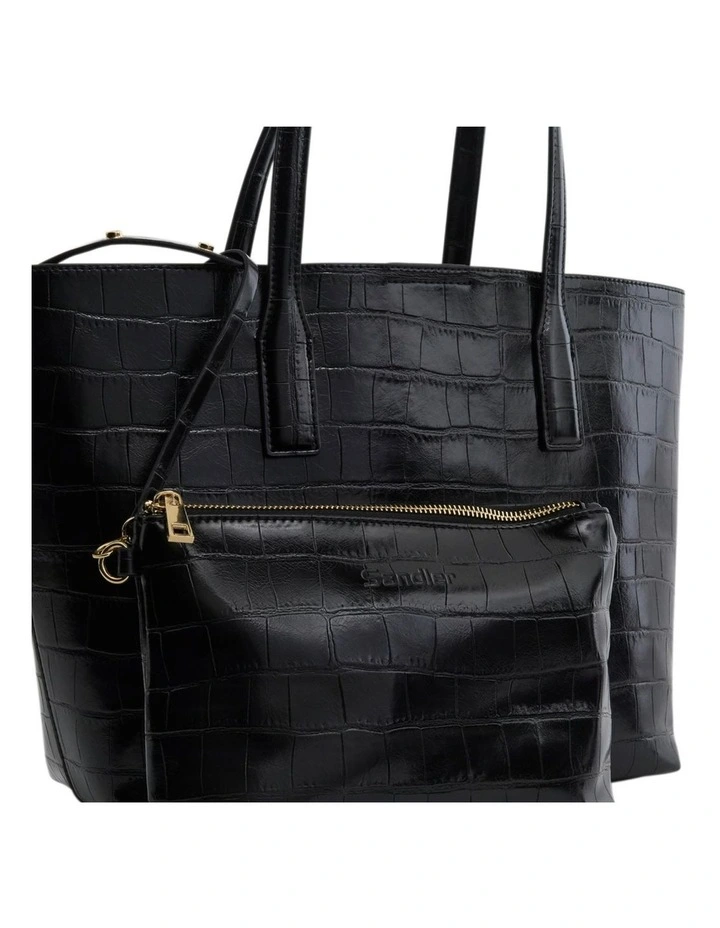 Joanna Tote Bag in Black Croc image 3