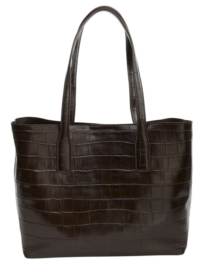 Joanna Tote Bag in Chocolate Croc image 1