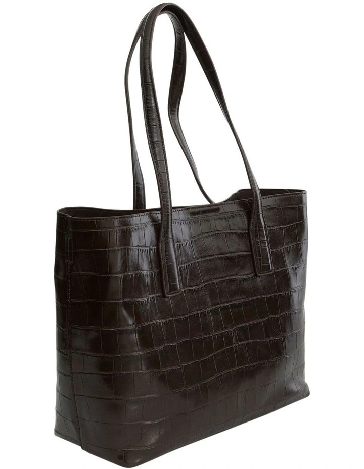 Joanna Tote Bag in Chocolate Croc image 2