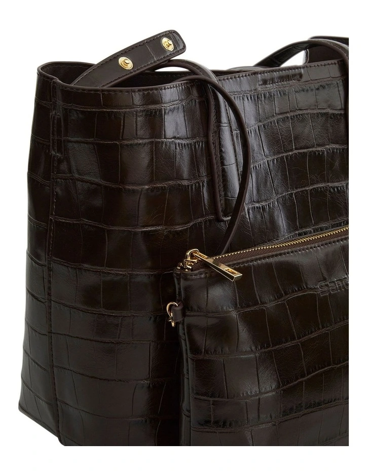 Joanna Tote Bag in Chocolate Croc image 3