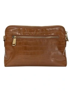 Asha Cross Body Bag in Tan Croc