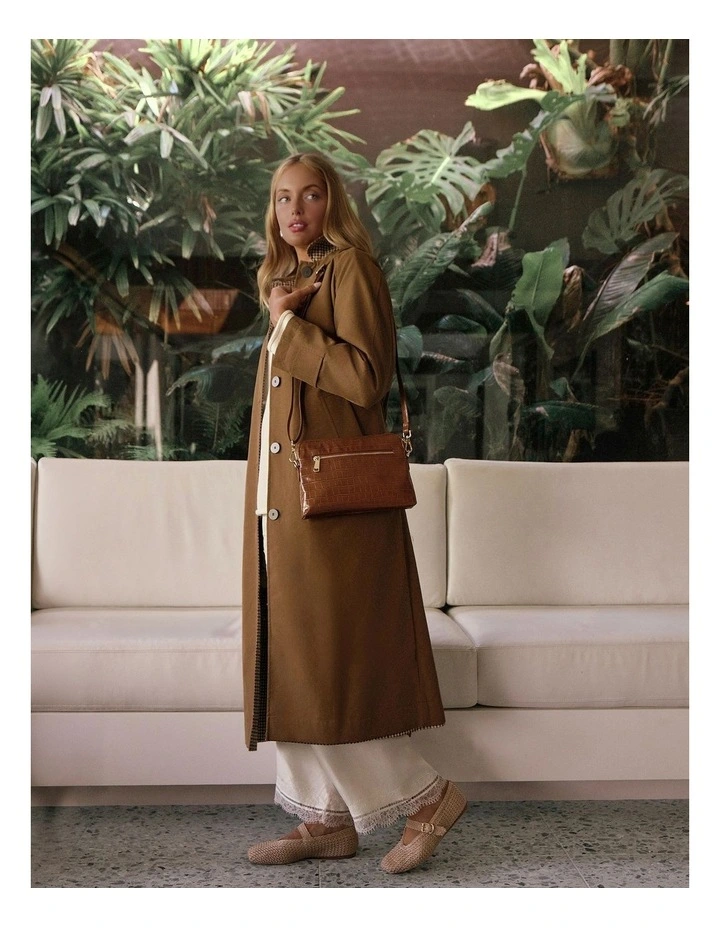Asha Cross Body Bag in Tan Croc image 2