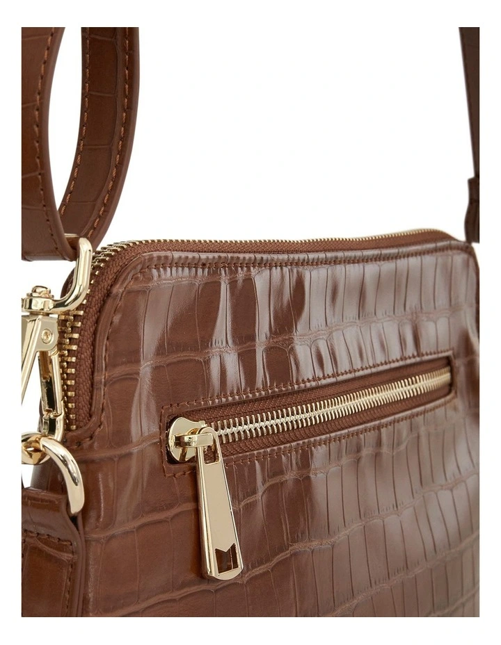 Asha Cross Body Bag in Tan Croc image 3