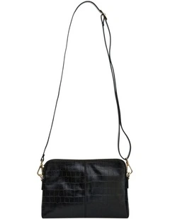 Asha Cross Body Bag in Black Croc