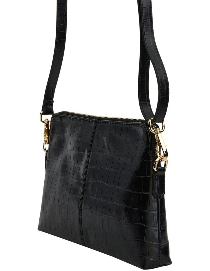 Asha Cross Body Bag in Black Croc image 2
