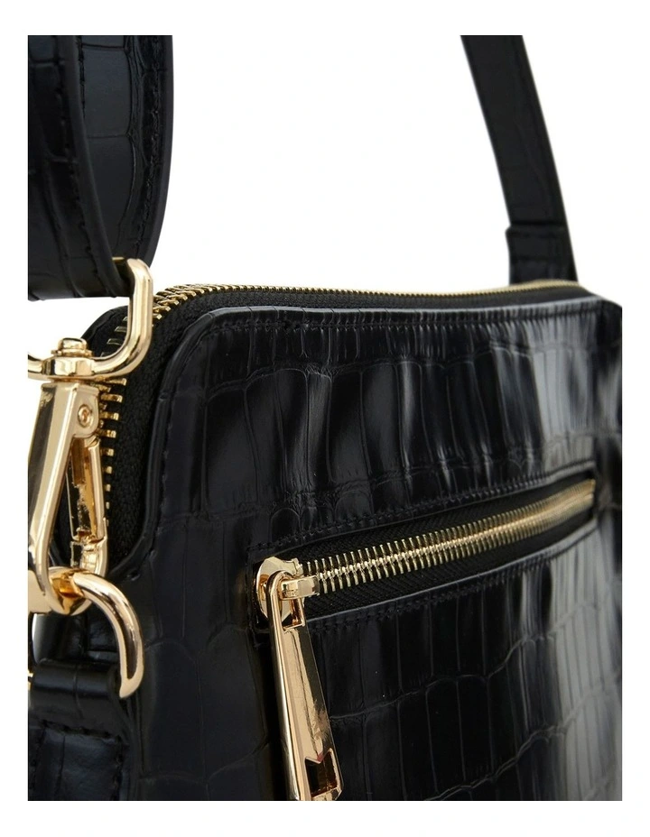 Asha Cross Body Bag in Black Croc image 3