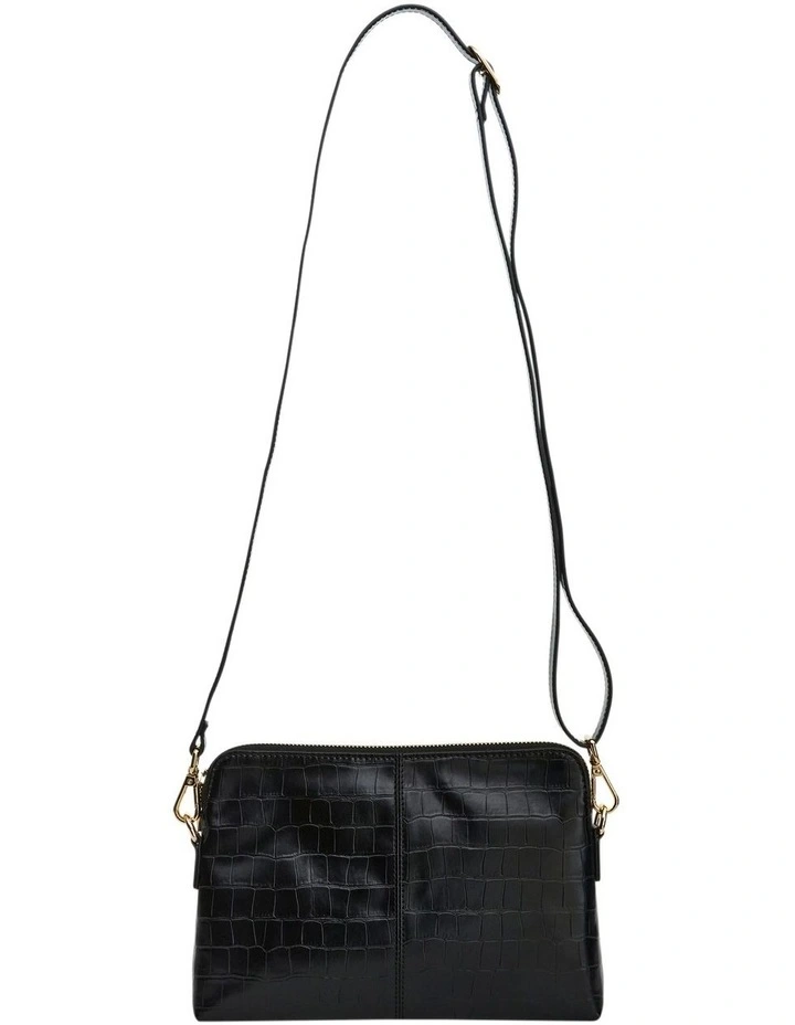 Asha Cross Body Bag in Black Croc image 4