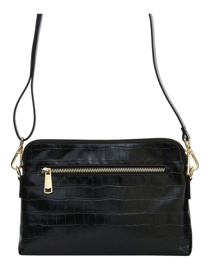 Asha Cross Body Bag in Black Croc image 4