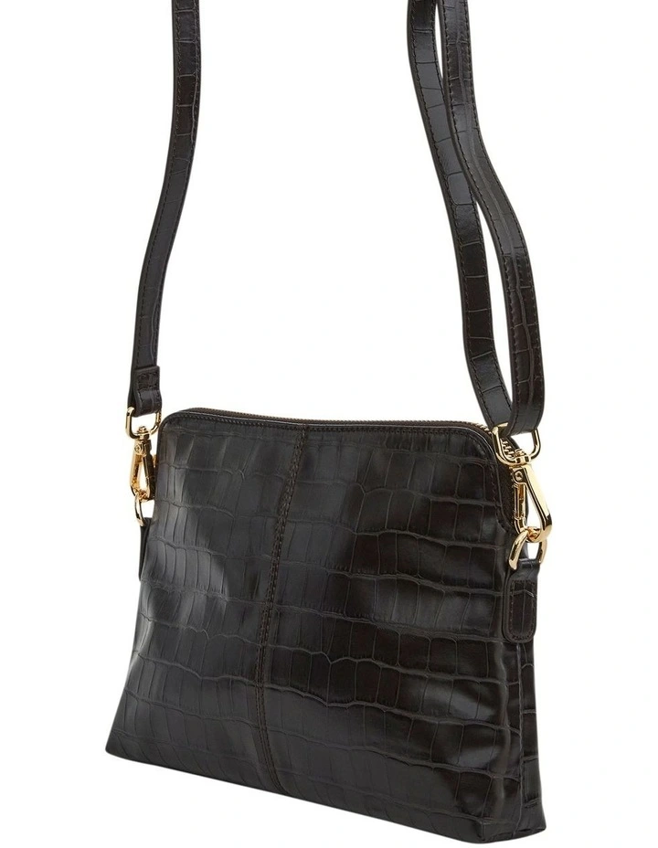 Asha Cross Body Bag in Chocolate Croc image 2