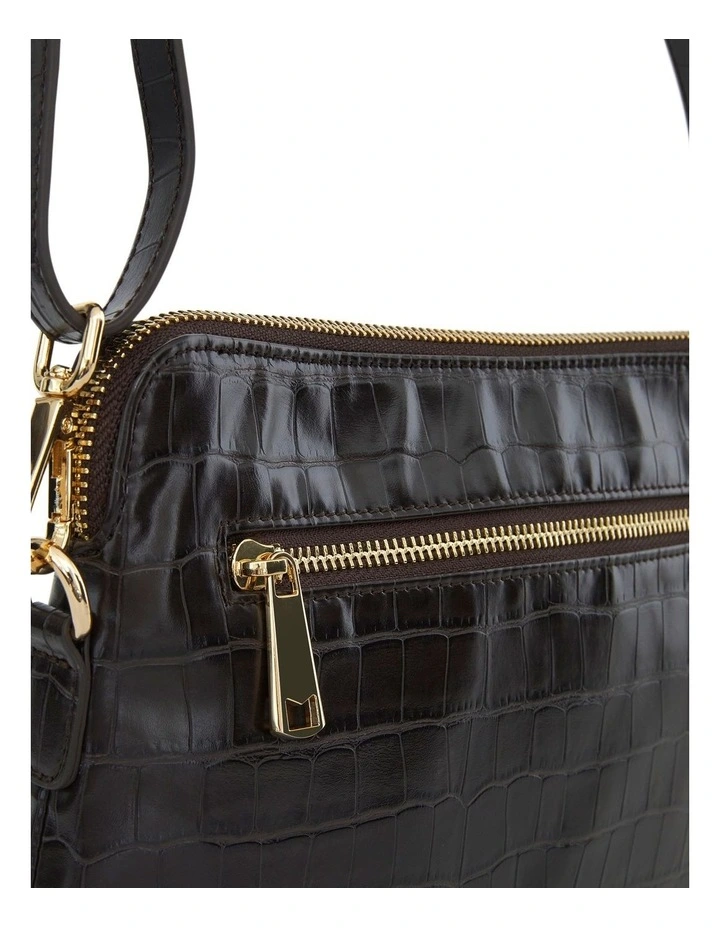 Asha Cross Body Bag in Chocolate Croc image 3