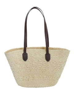 Munich Bag in Chocolate/Off White Raffia
