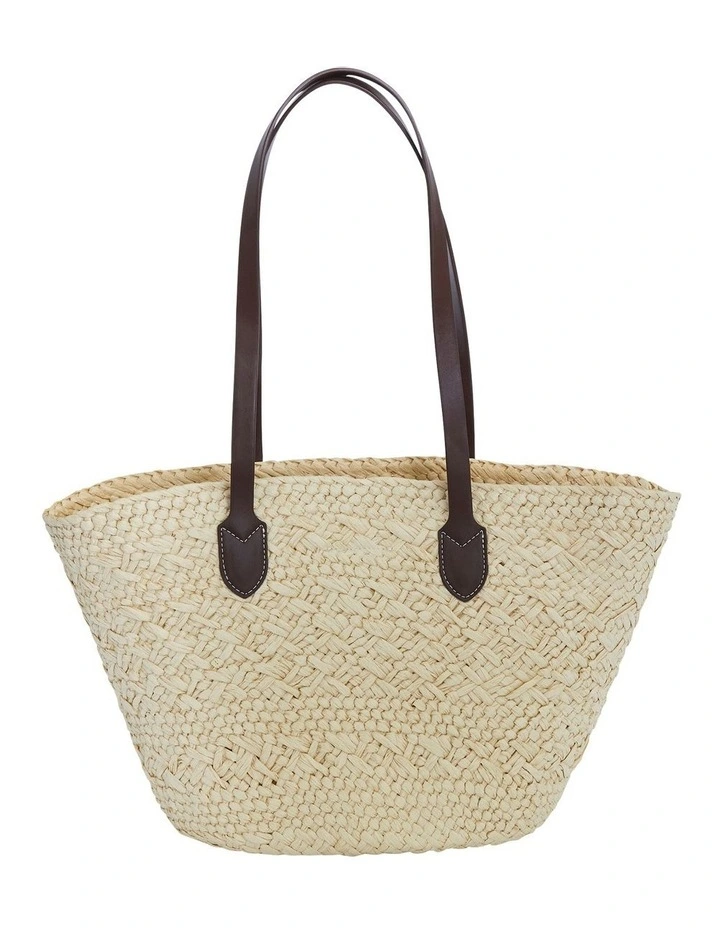 Munich Bag in Chocolate/Off White Raffia image 1