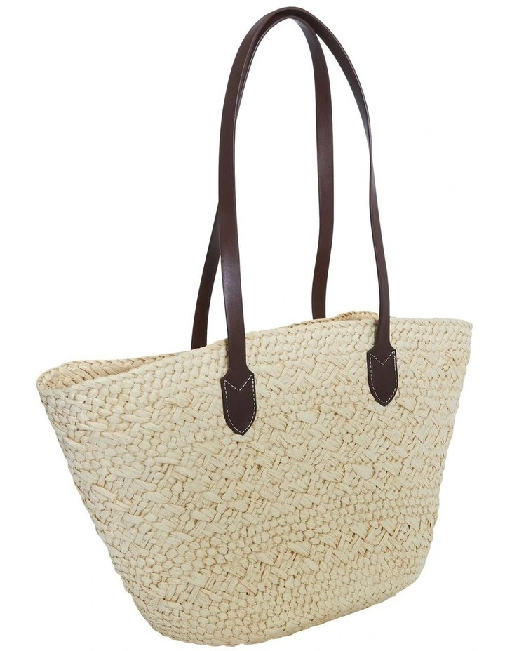 Munich Bag in Chocolate/Off White Raffia image 2