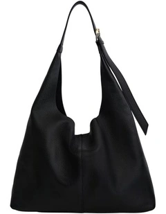 H-Quay Shoulder Bag in Black Tumbled Leather