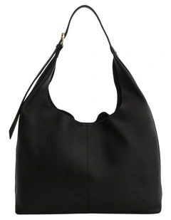 H-Quay Shoulder Bag in Black Tumbled Leather