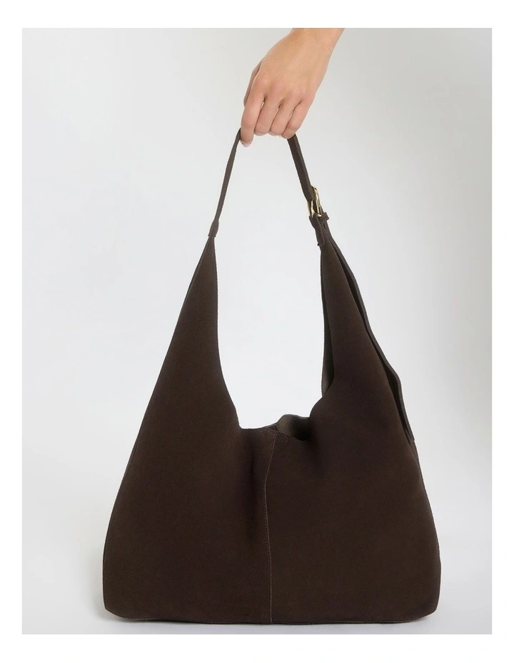 H-Quay Shoulder Bag in Chocolate Suede image 2