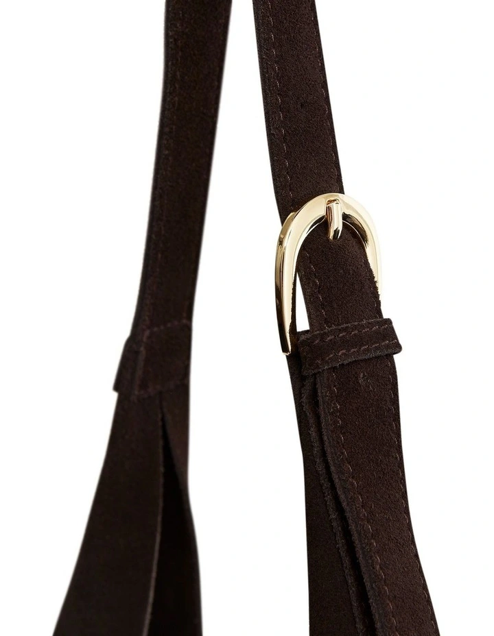 H-Quay Shoulder Bag in Chocolate Suede image 4