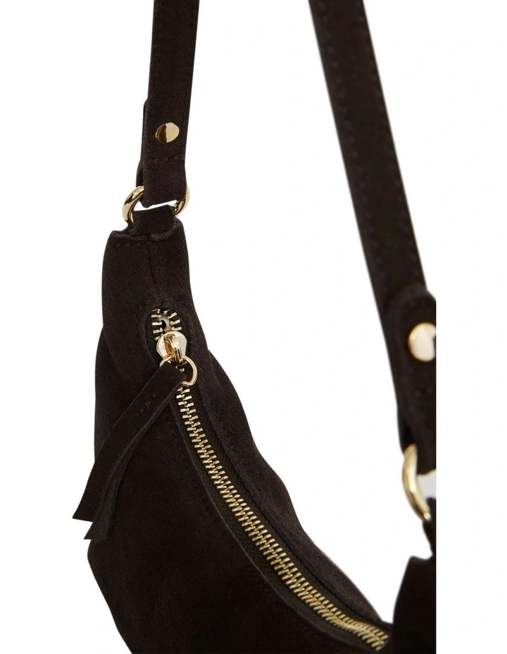 H-Queen Shoulder Bag in Chocolate Suede image 3