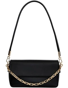 Flora Leather Shoulder Bag in Black