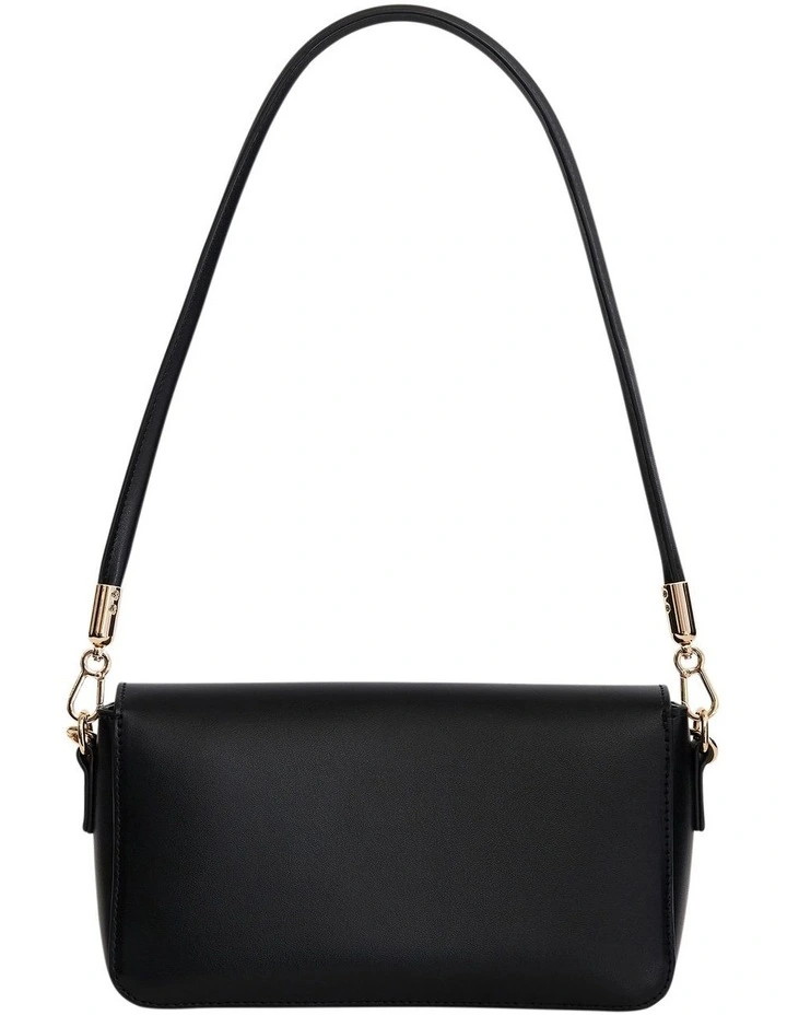 Flora Leather Shoulder Bag in Black image 2