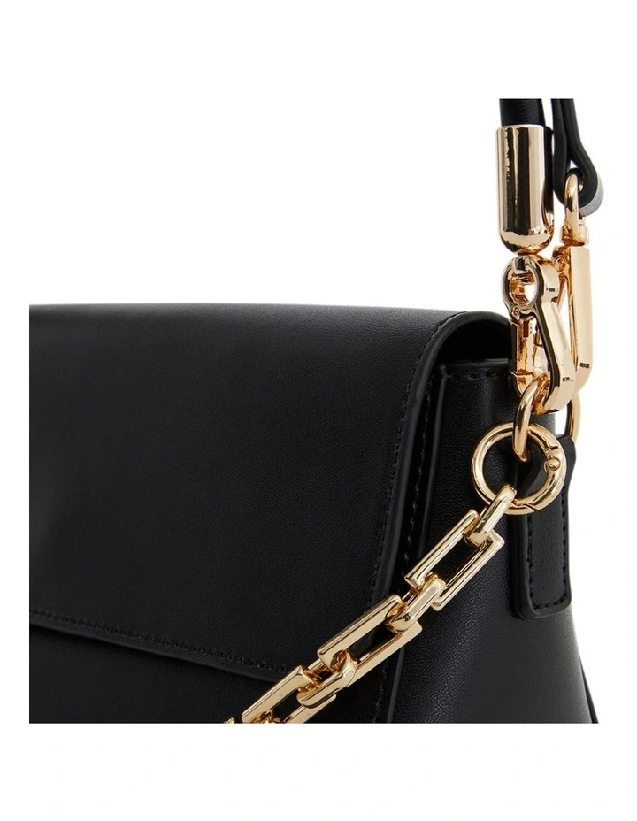 Flora Leather Shoulder Bag in Black image 4