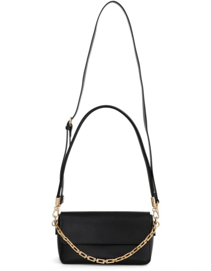 Flora Leather Shoulder Bag in Black image 5