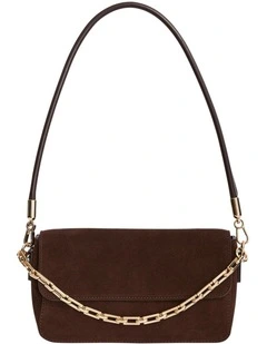 Flora Shoulder Bag in Chocolate Suede