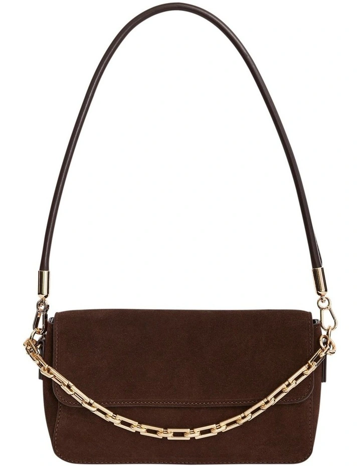 Flora Shoulder Bag in Chocolate Suede image 1