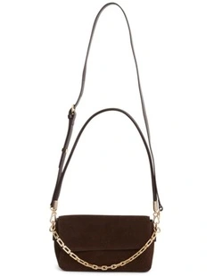 Flora Shoulder Bag in Chocolate Suede