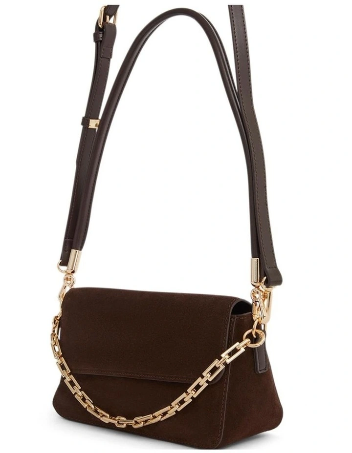 Flora Shoulder Bag in Chocolate Suede image 2