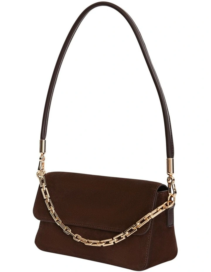 Flora Shoulder Bag in Chocolate Suede image 3