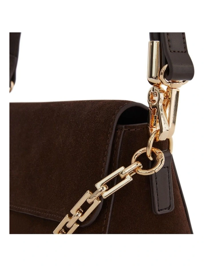 Flora Shoulder Bag in Chocolate Suede image 4