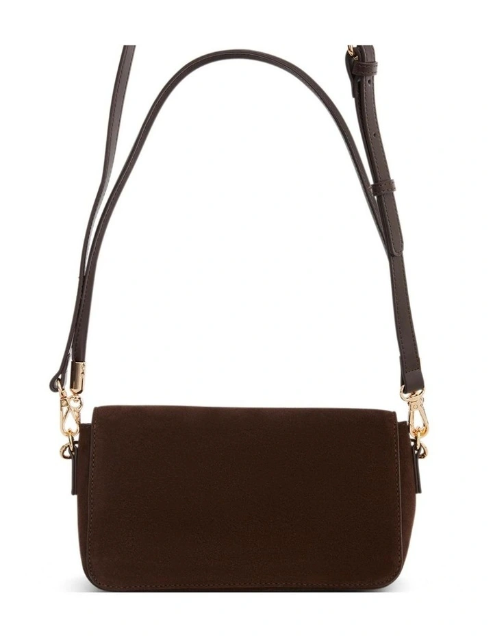 Flora Shoulder Bag in Chocolate Suede image 4