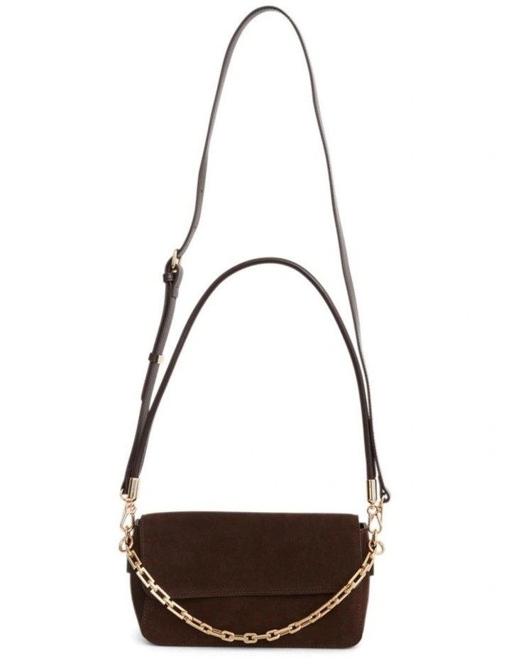 Flora Shoulder Bag in Chocolate Suede image 5