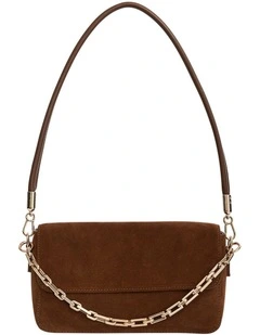 Flora Shoulder Bag in Tan Suede