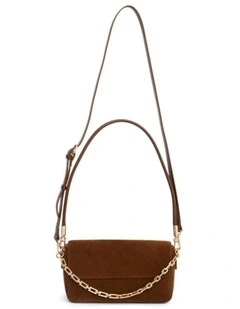 Flora Shoulder Bag in Tan Suede