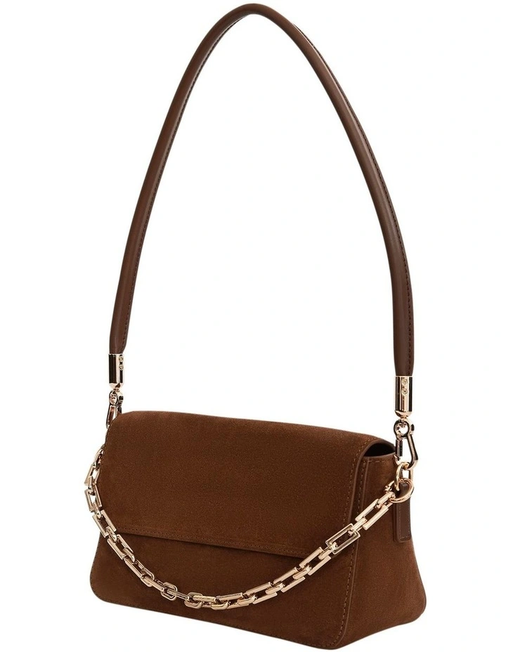 Flora Shoulder Bag in Tan Suede image 3