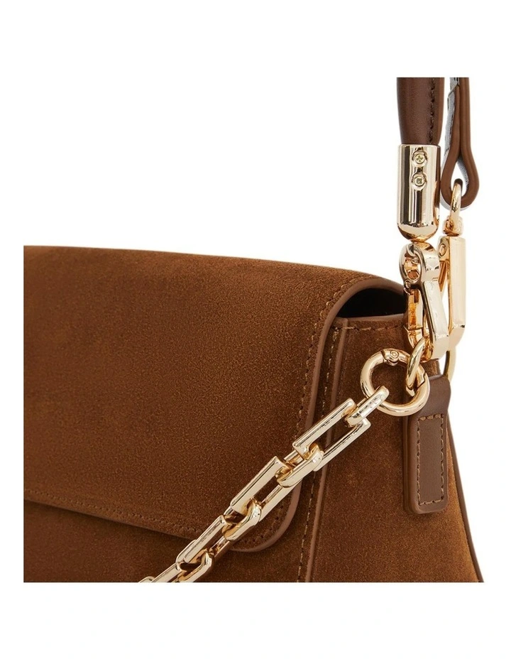 Flora Shoulder Bag in Tan Suede image 4