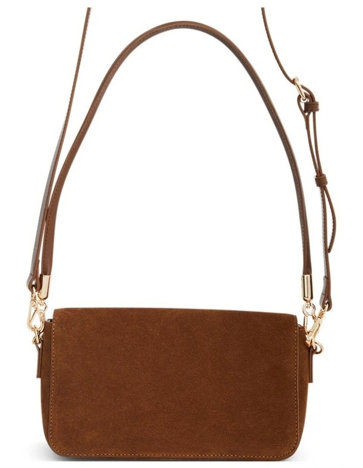 Flora Shoulder Bag in Tan Suede image 4