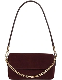 Flora Shoulder Bag in Wine Suede