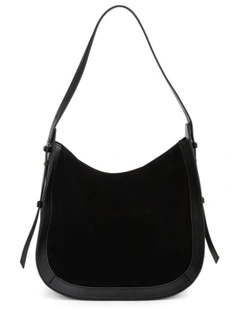 Fran Shoulder Bag in Black Suede