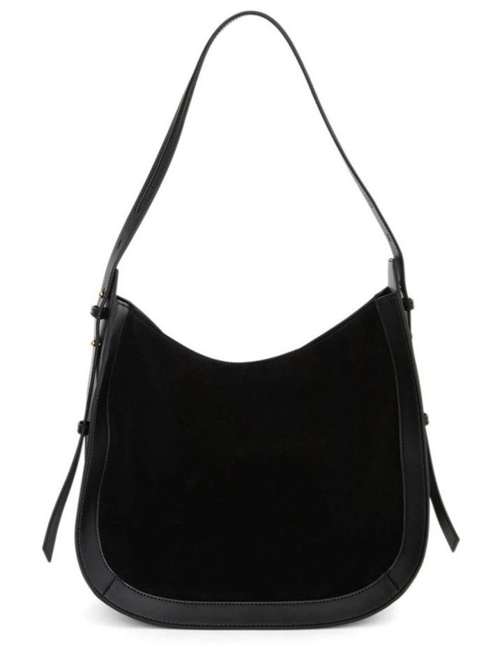 Fran Shoulder Bag in Black Suede image 1