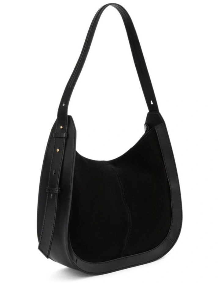 Fran Shoulder Bag in Black Suede image 2
