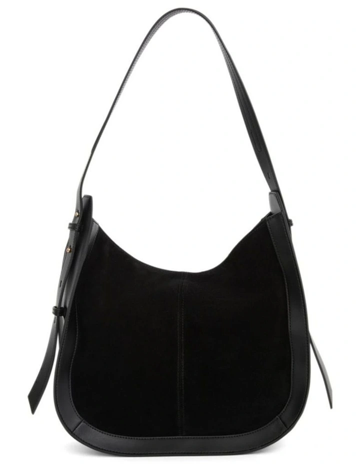 Fran Shoulder Bag in Black Suede image 4