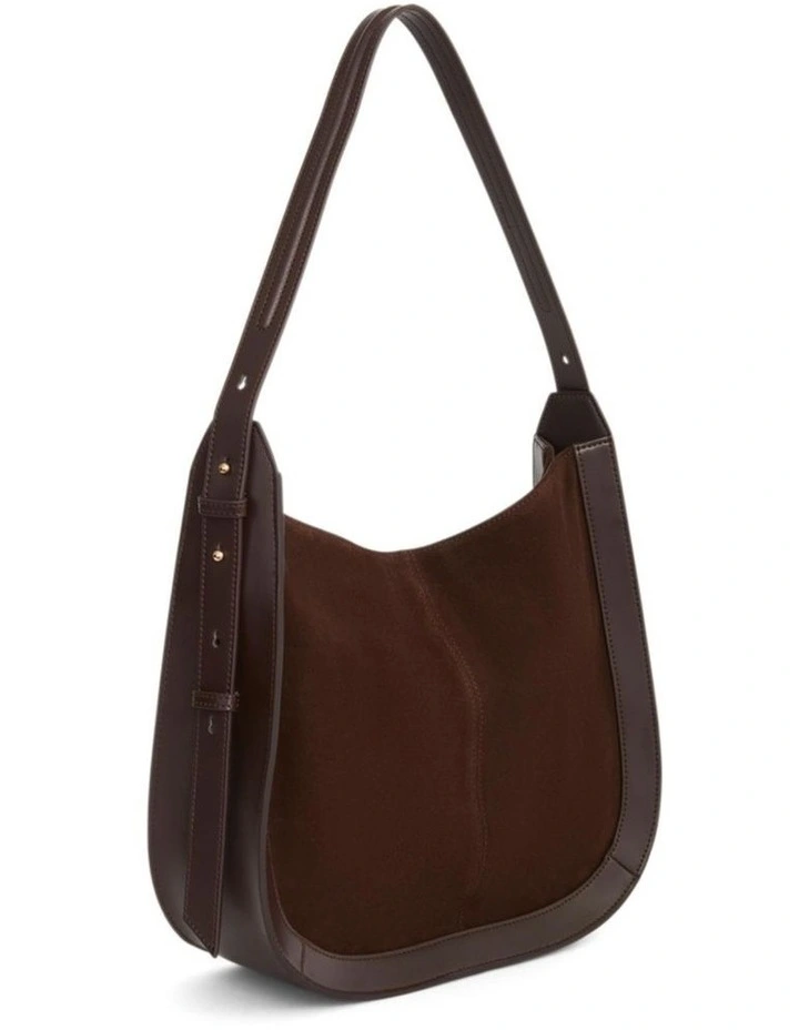 Fran Shoulder Bag in Chocolate Suede image 2