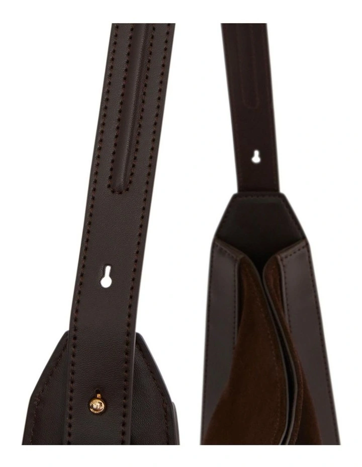 Fran Shoulder Bag in Chocolate Suede image 3